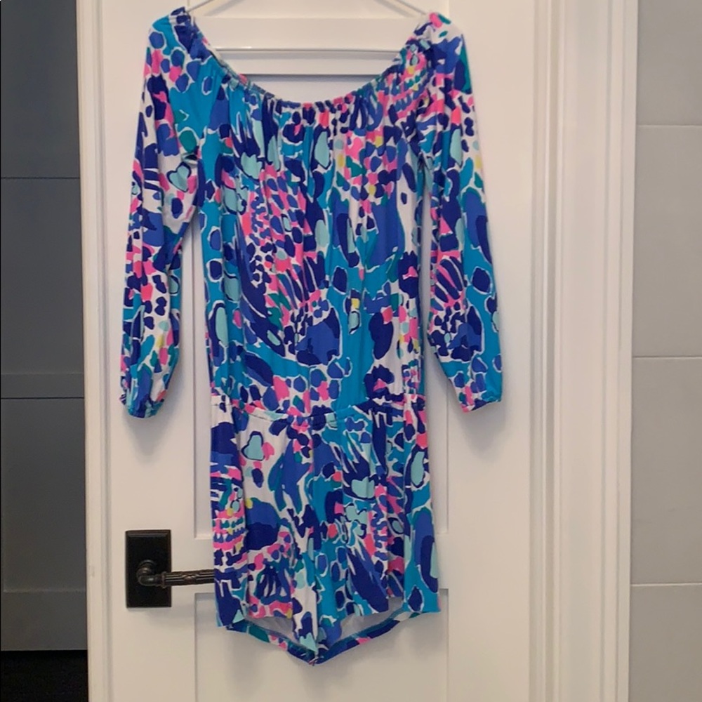Lilly Pulitzer off the shoulder long sleeve romper